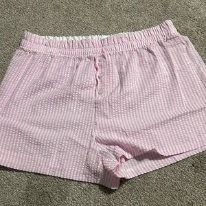 SHEIN Pink and White Striped Sleep Shorts